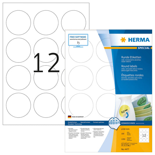 1.200 HERMA Etiketten 4477 weiß