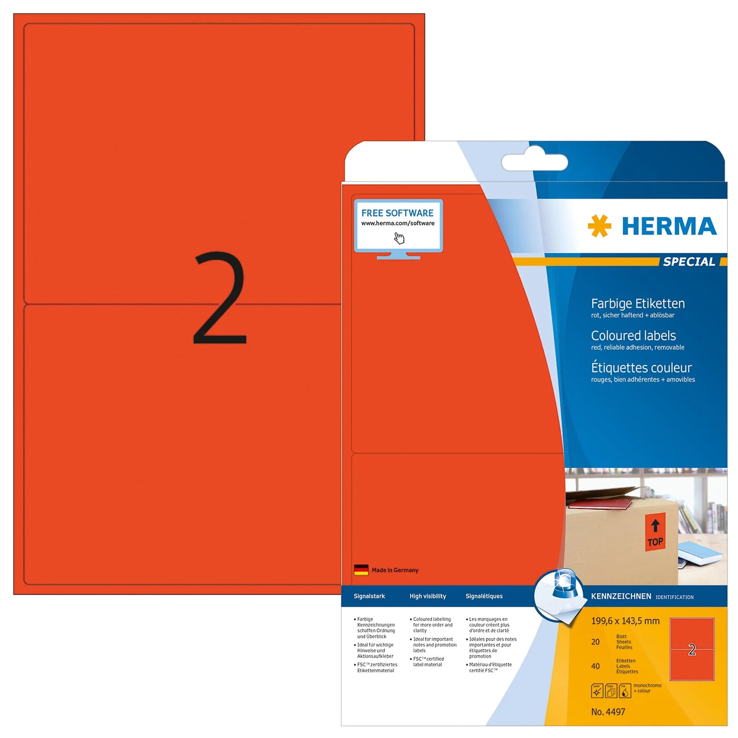 40 HERMA Etiketten 4497 rot