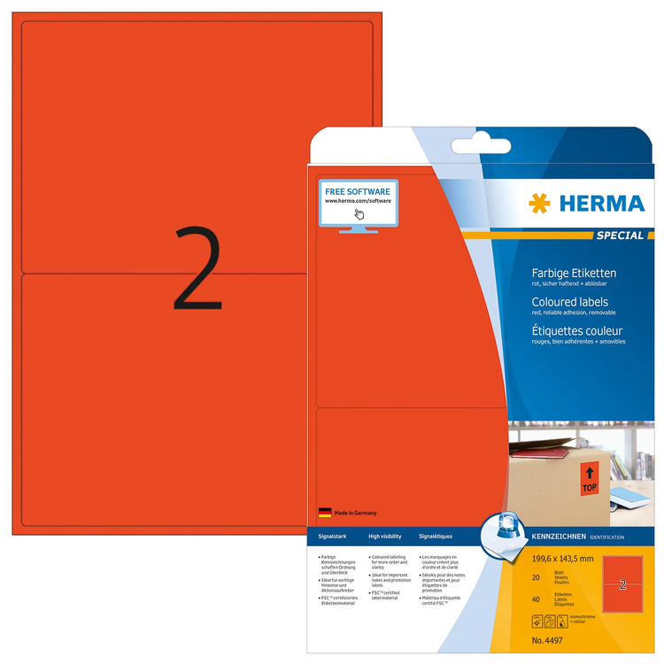 40 HERMA Etiketten 4497 rot