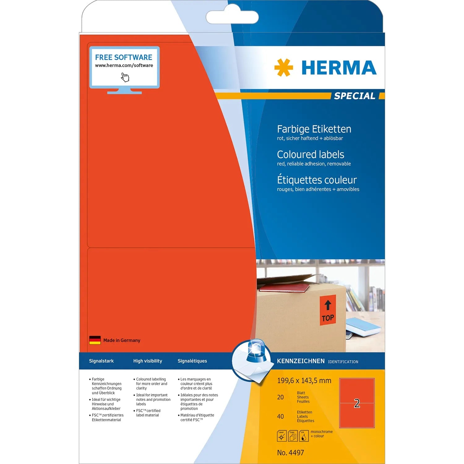 40 HERMA Etiketten 4497 rot