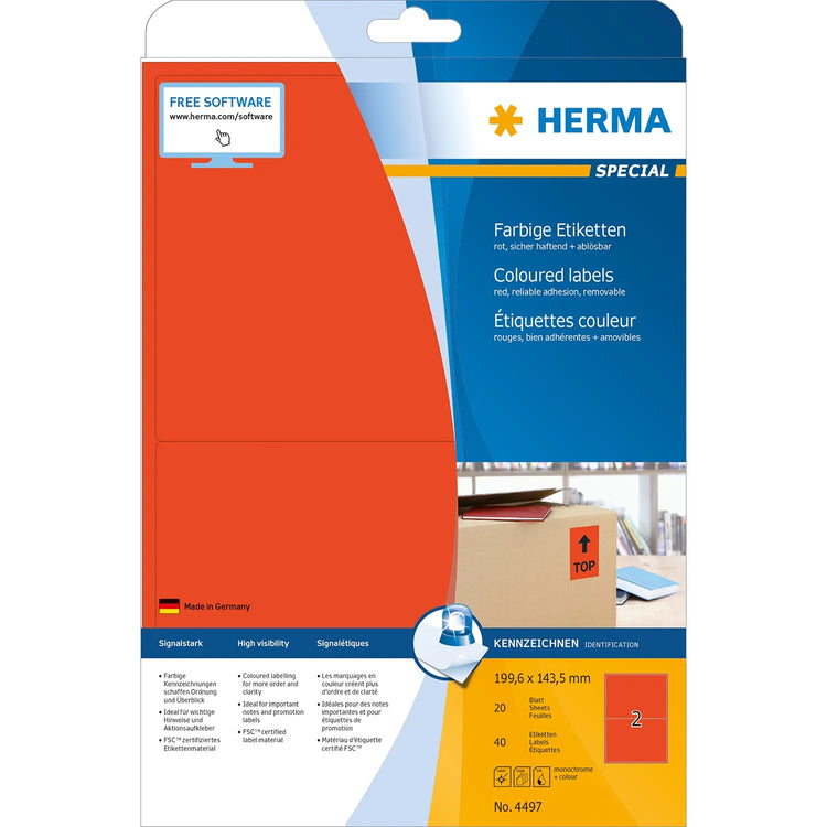 40 HERMA Etiketten 4497 rot