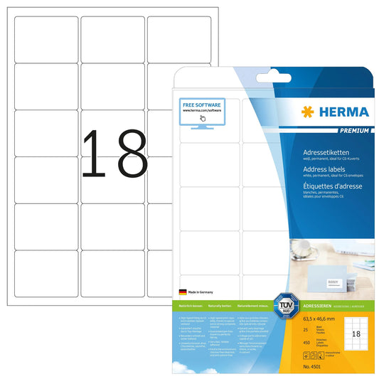 450 HERMA Adressetiketten 4501 weiß