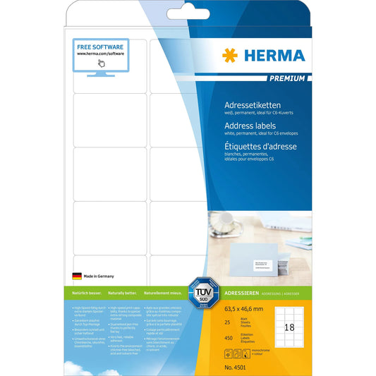450 HERMA Adressetiketten 4501 weiß