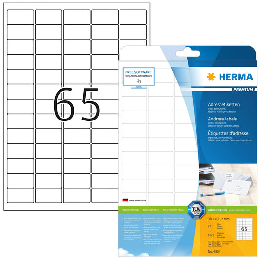 1.625 HERMA Adressetiketten 4504 weiß