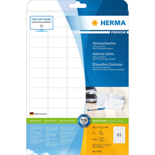 1.625 HERMA Adressetiketten 4504 weiß