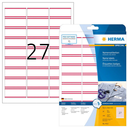 540 HERMA Namensetiketten 4512 weiß