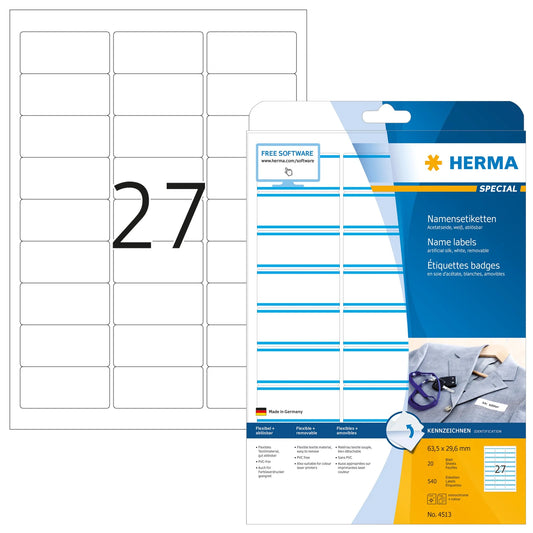 540 HERMA Namensetiketten 4513 weiß