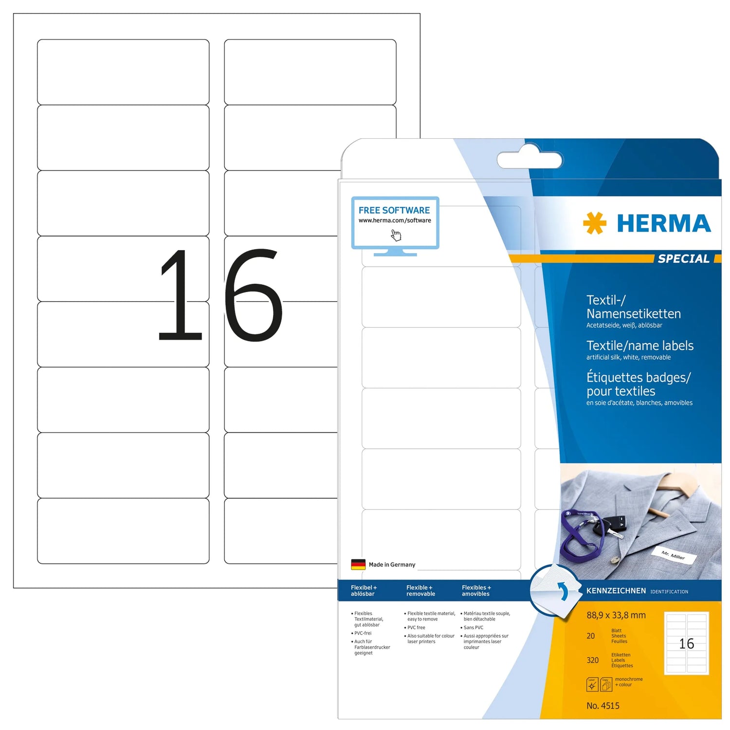 320 HERMA Namensetiketten 4515 weiß