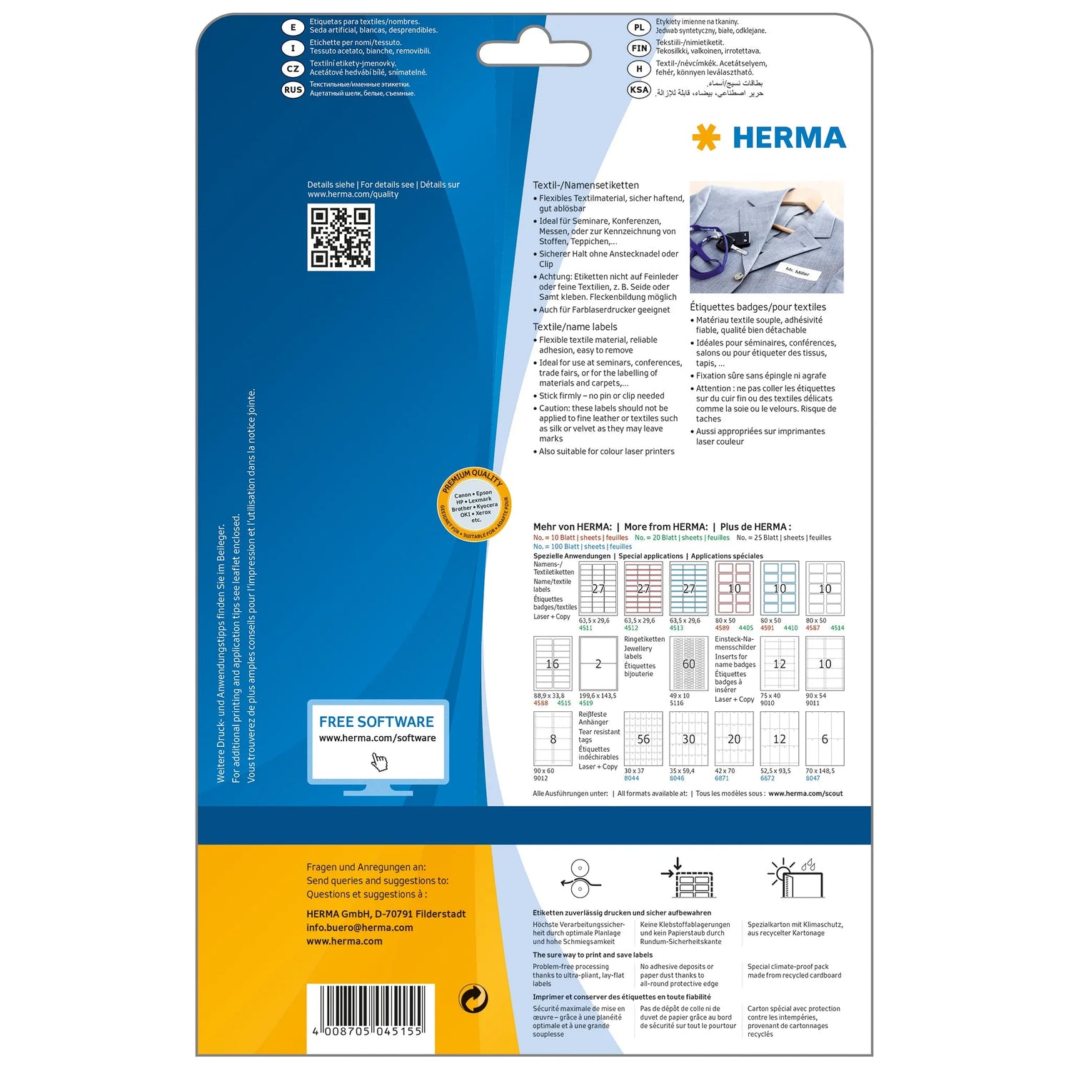 320 HERMA Namensetiketten 4515 weiß