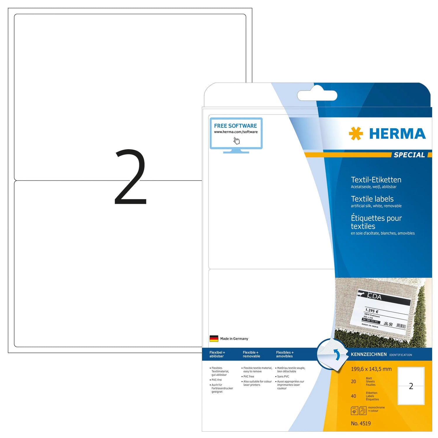 40 HERMA Namensetiketten 4519 weiß