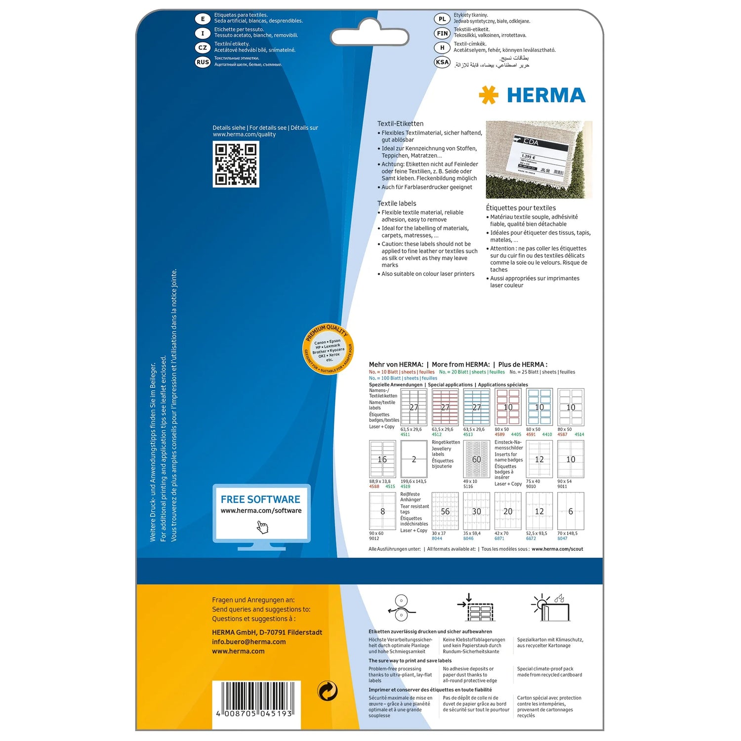 40 HERMA Namensetiketten 4519 weiß