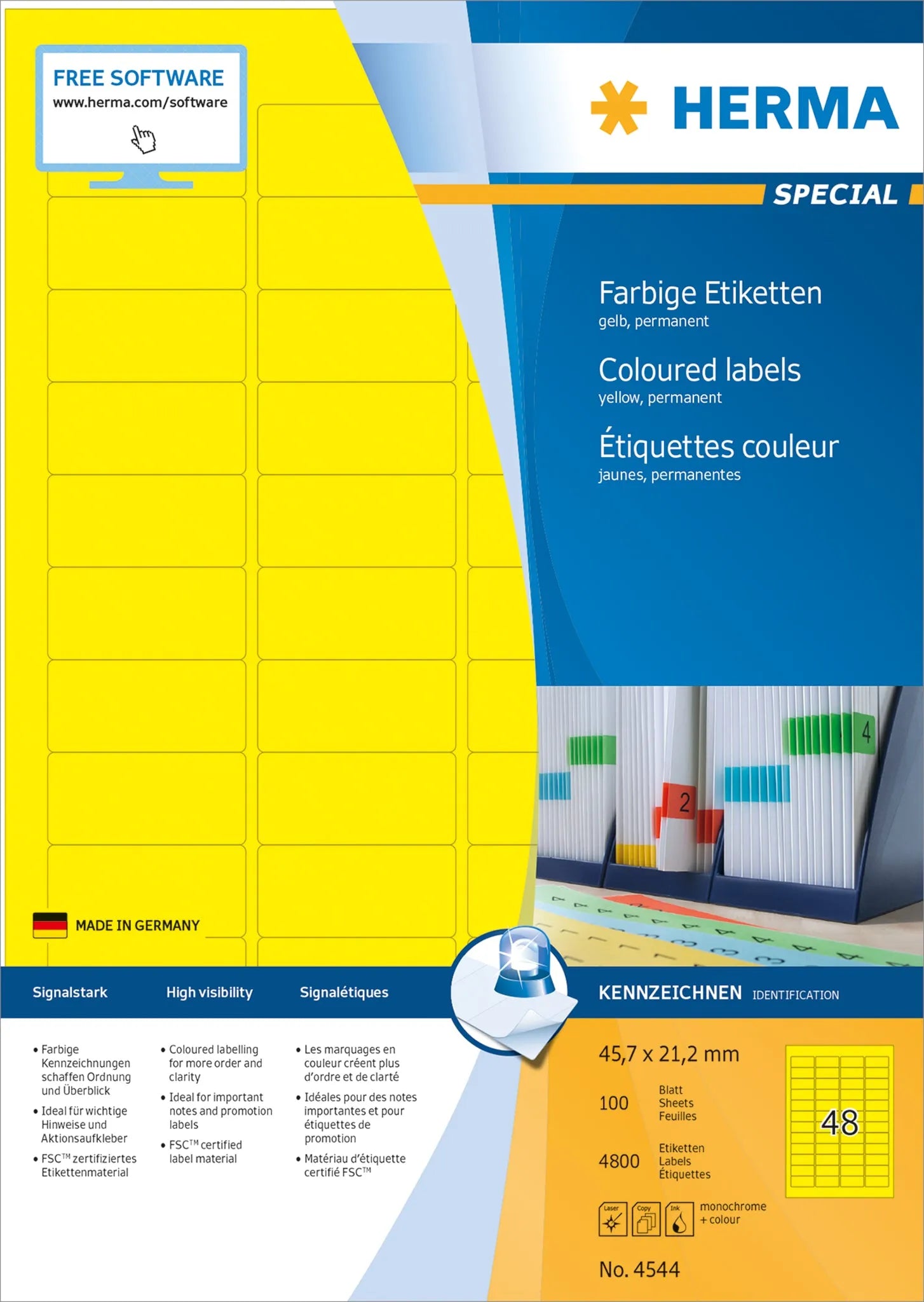 4.800 HERMA Etiketten 4544 gelb