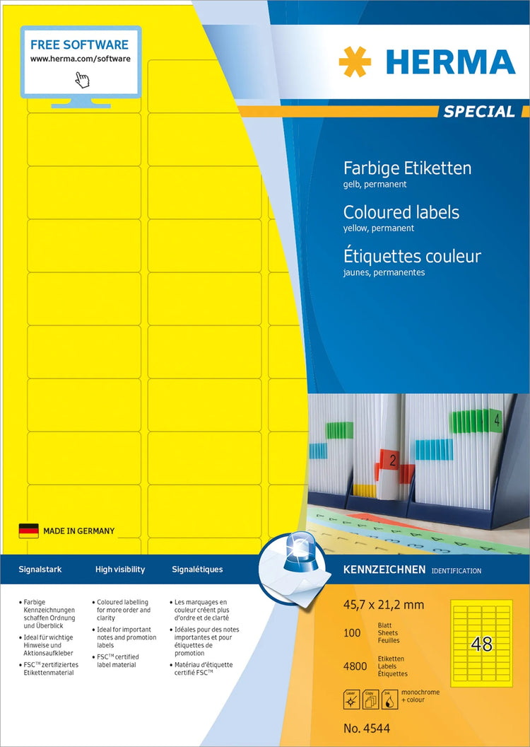 4.800 HERMA Etiketten 4544 gelb