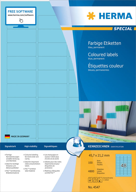 4.800 HERMA Etiketten 4547 blau