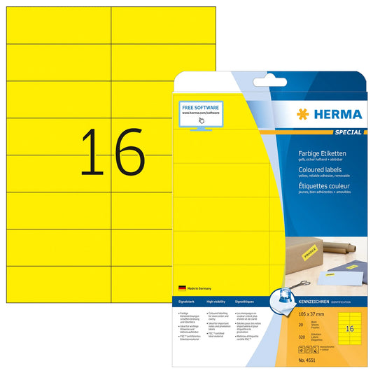320 HERMA Etiketten 4551 gelb