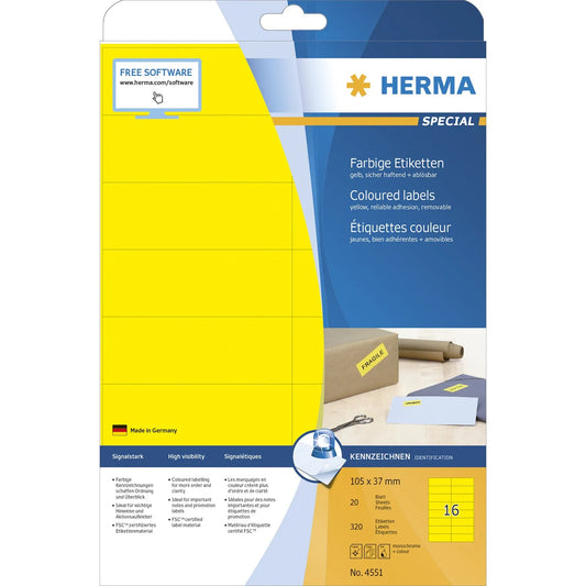 320 HERMA Etiketten 4551 gelb