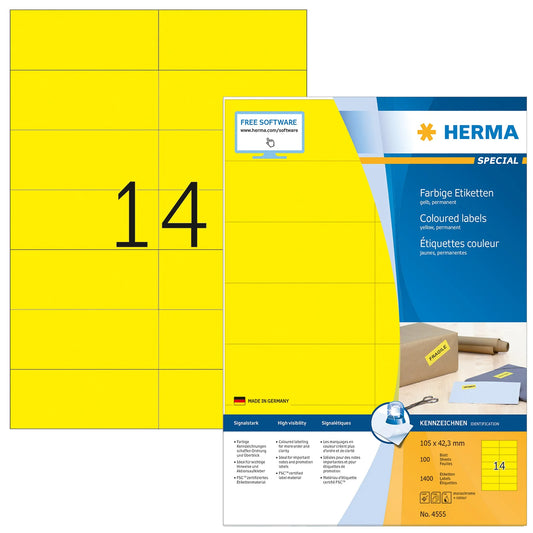 1.400 HERMA Etiketten 4555 gelb