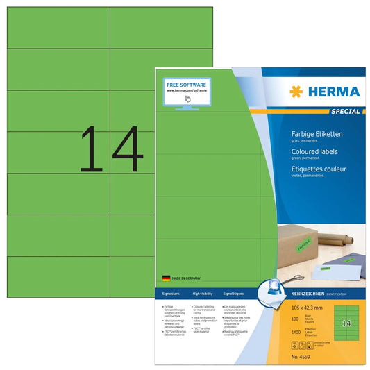 1.400 HERMA Etiketten 4559 grün