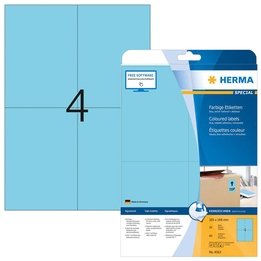 80 HERMA Etiketten 4563 blau