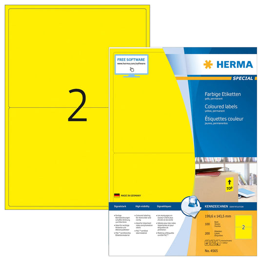 200 HERMA Etiketten 4565 gelb