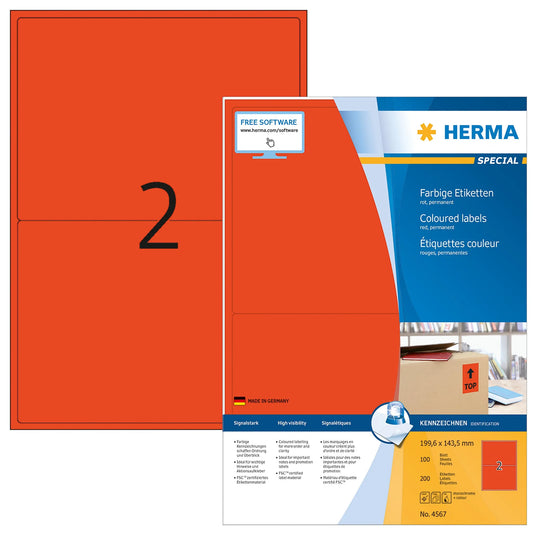 200 HERMA Etiketten 4567 rot