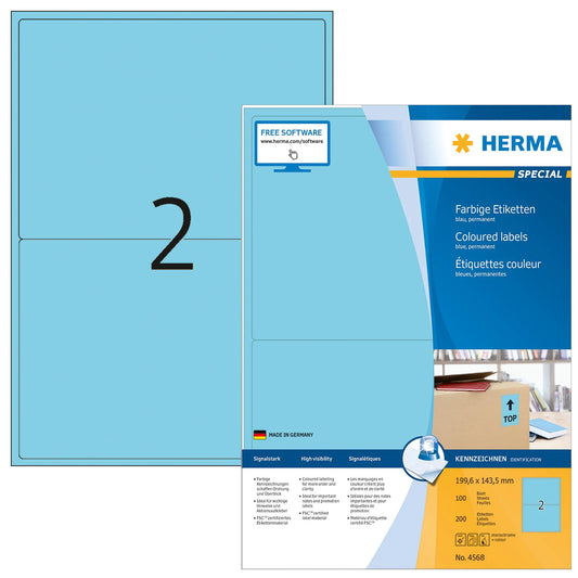 200 HERMA Etiketten 4568 blau