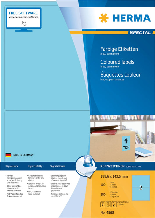 200 HERMA Etiketten 4568 blau