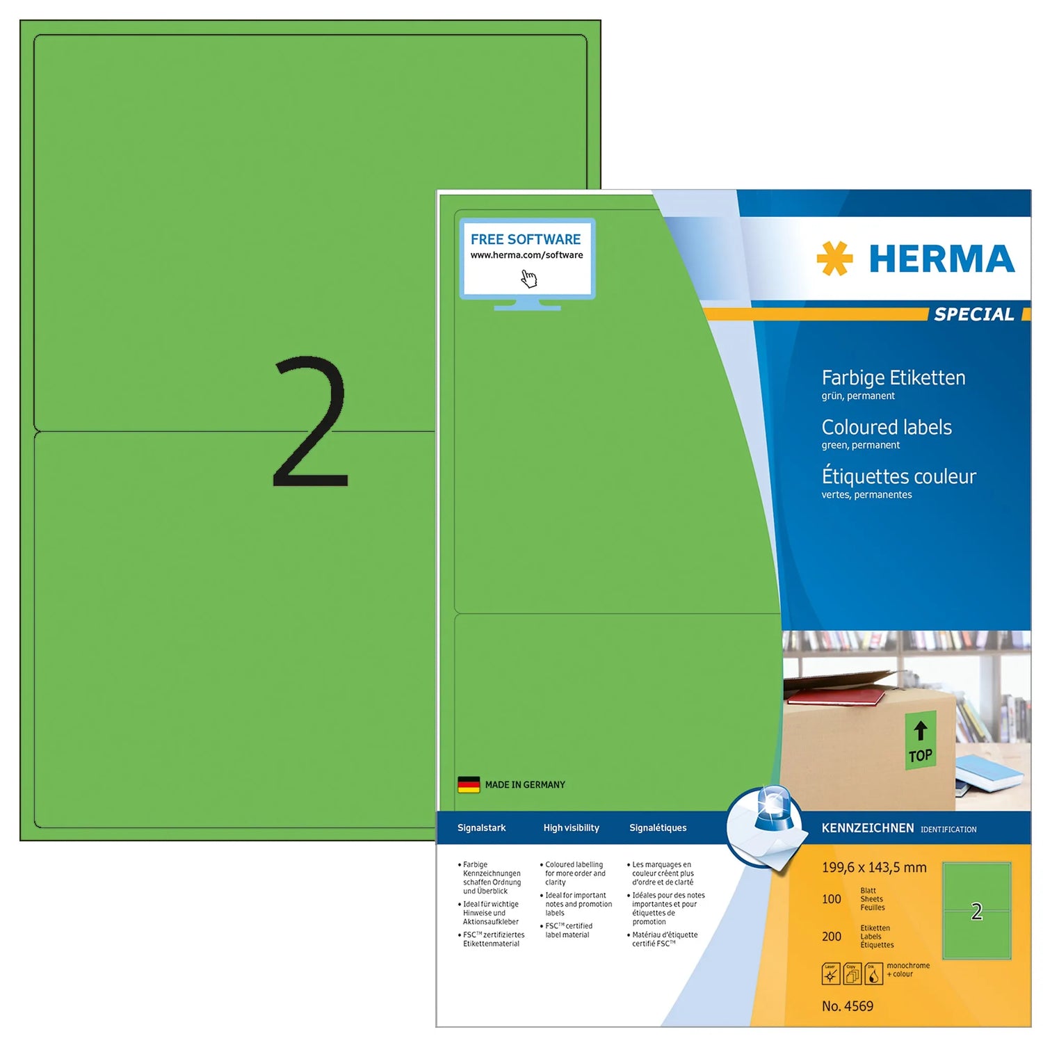 200 HERMA Etiketten 4569 grün