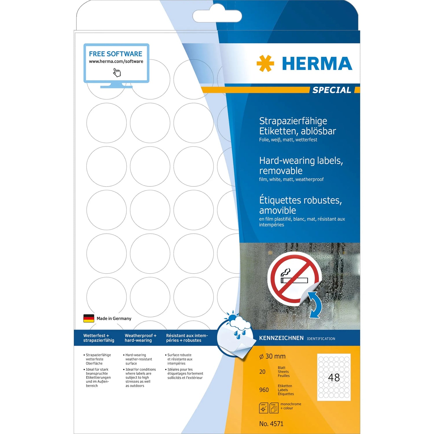 960 HERMA wetterfeste Folienetiketten 4571 weiß
