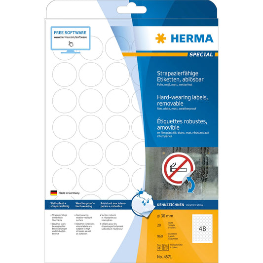 960 HERMA wetterfeste Folienetiketten 4571 weiß