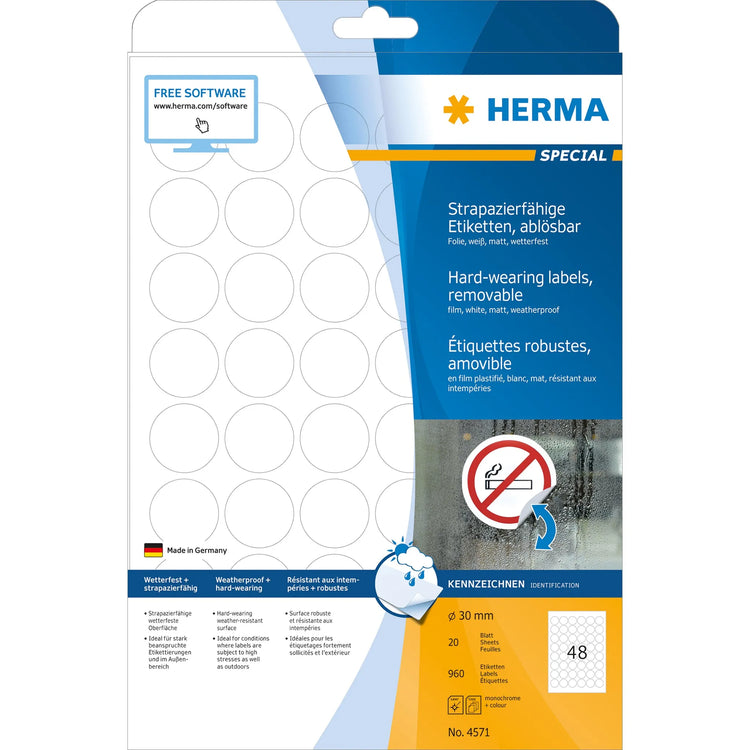 960 HERMA wetterfeste Folienetiketten 4571 weiß