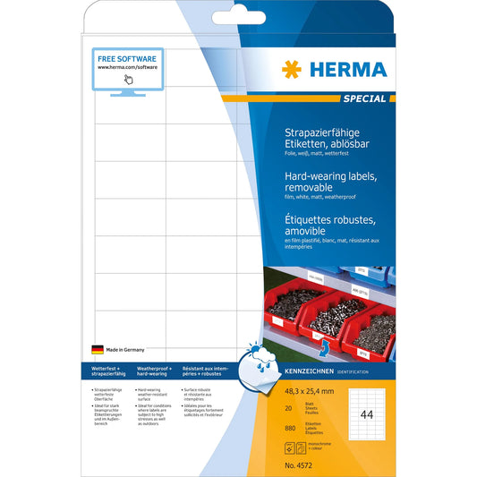 880 HERMA wetterfeste Folienetiketten 4572 weiß