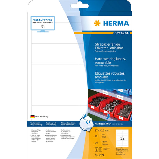 240 HERMA wetterfeste Folienetiketten 4574 weiß