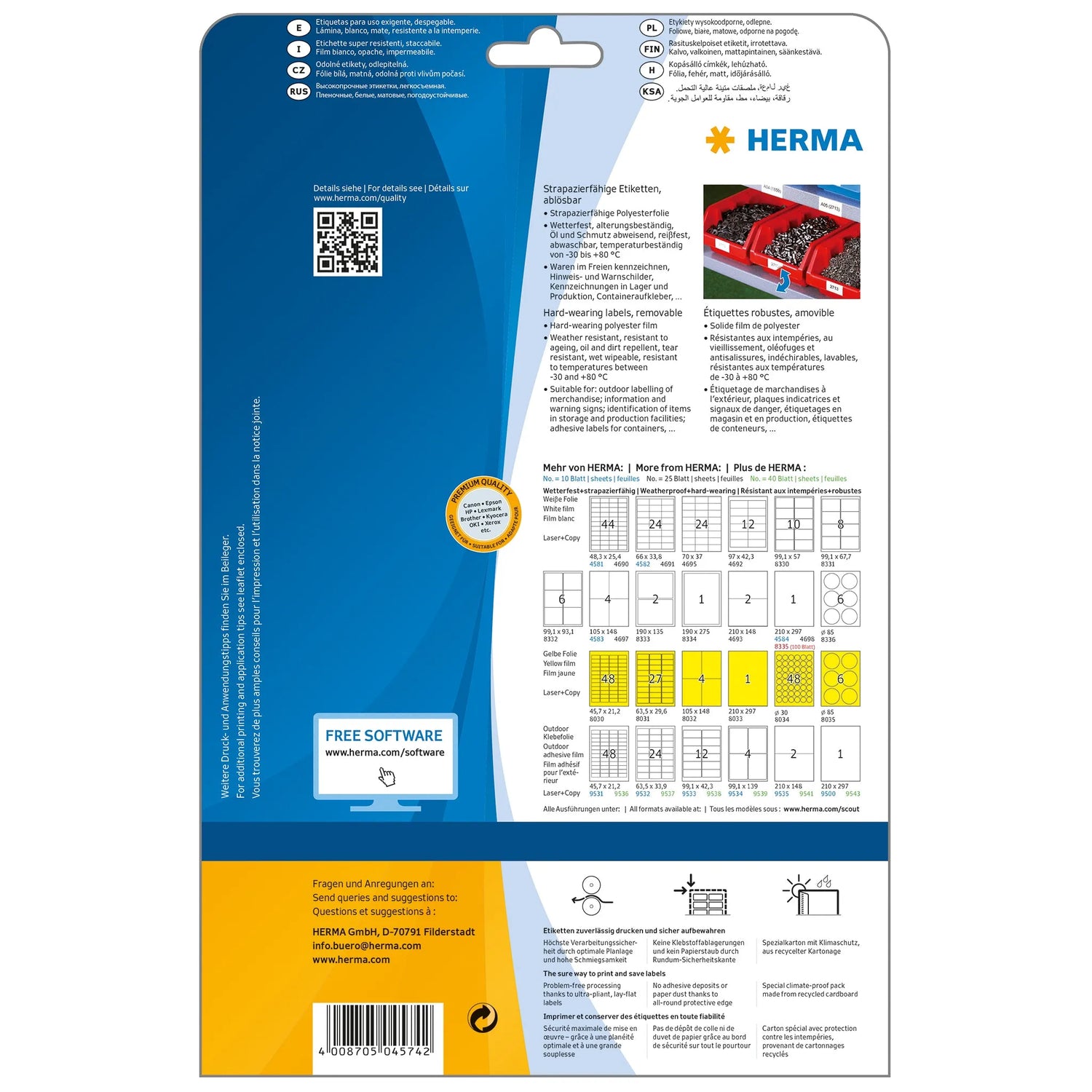240 HERMA wetterfeste Folienetiketten 4574 weiß