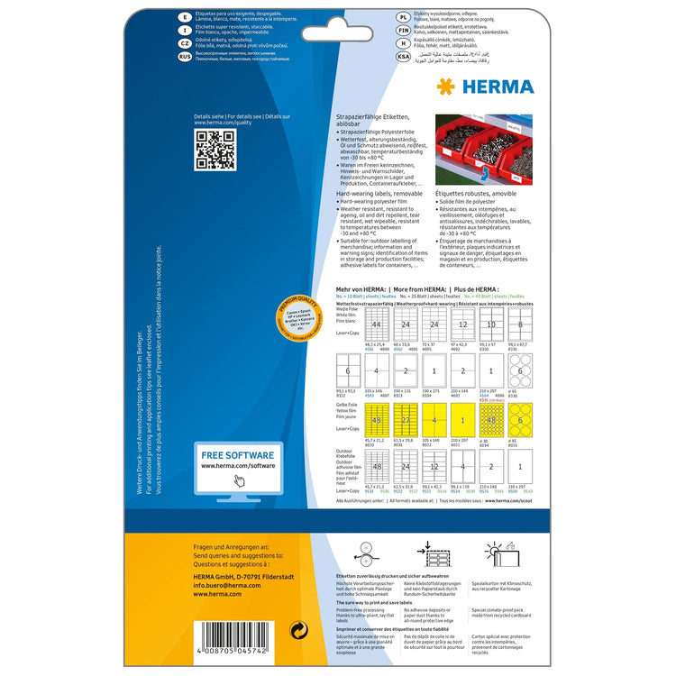 240 HERMA wetterfeste Folienetiketten 4574 weiß