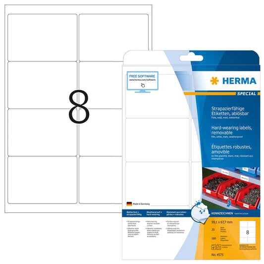 160 HERMA wetterfeste Folienetiketten 4575 weiß
