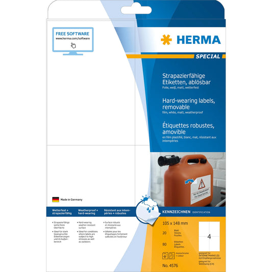 80 HERMA wetterfeste Folienetiketten 4576 weiß