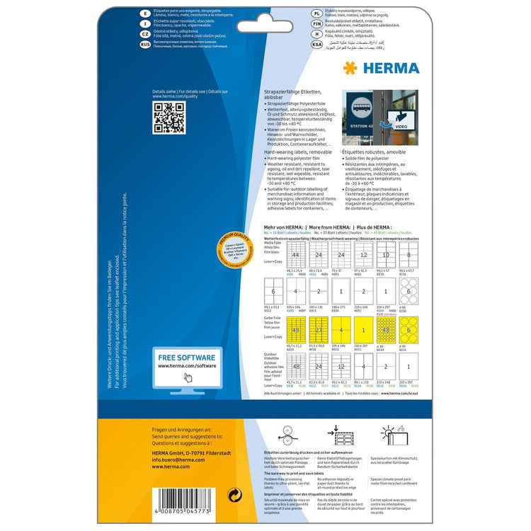 20 HERMA wetterfeste Folienetiketten 4577 weiß