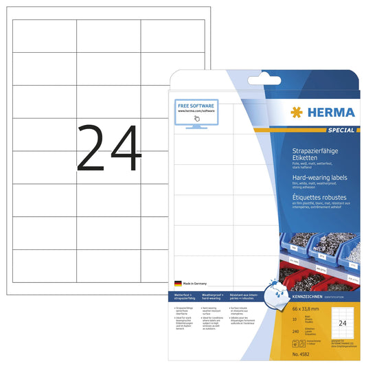 240 HERMA wetterfeste Folienetiketten 4582 weiß