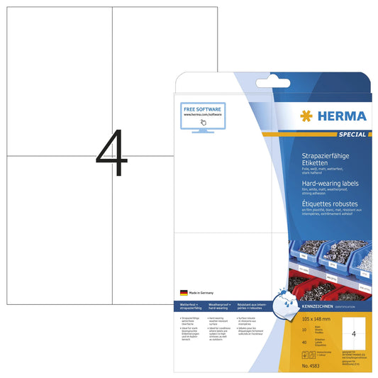 40 HERMA wetterfeste Folienetiketten 4583 weiß
