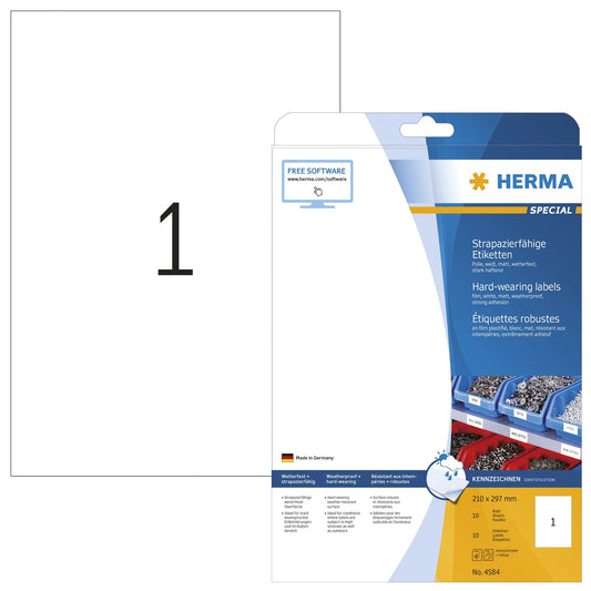10 HERMA wetterfeste Folienetiketten 4584 weiß