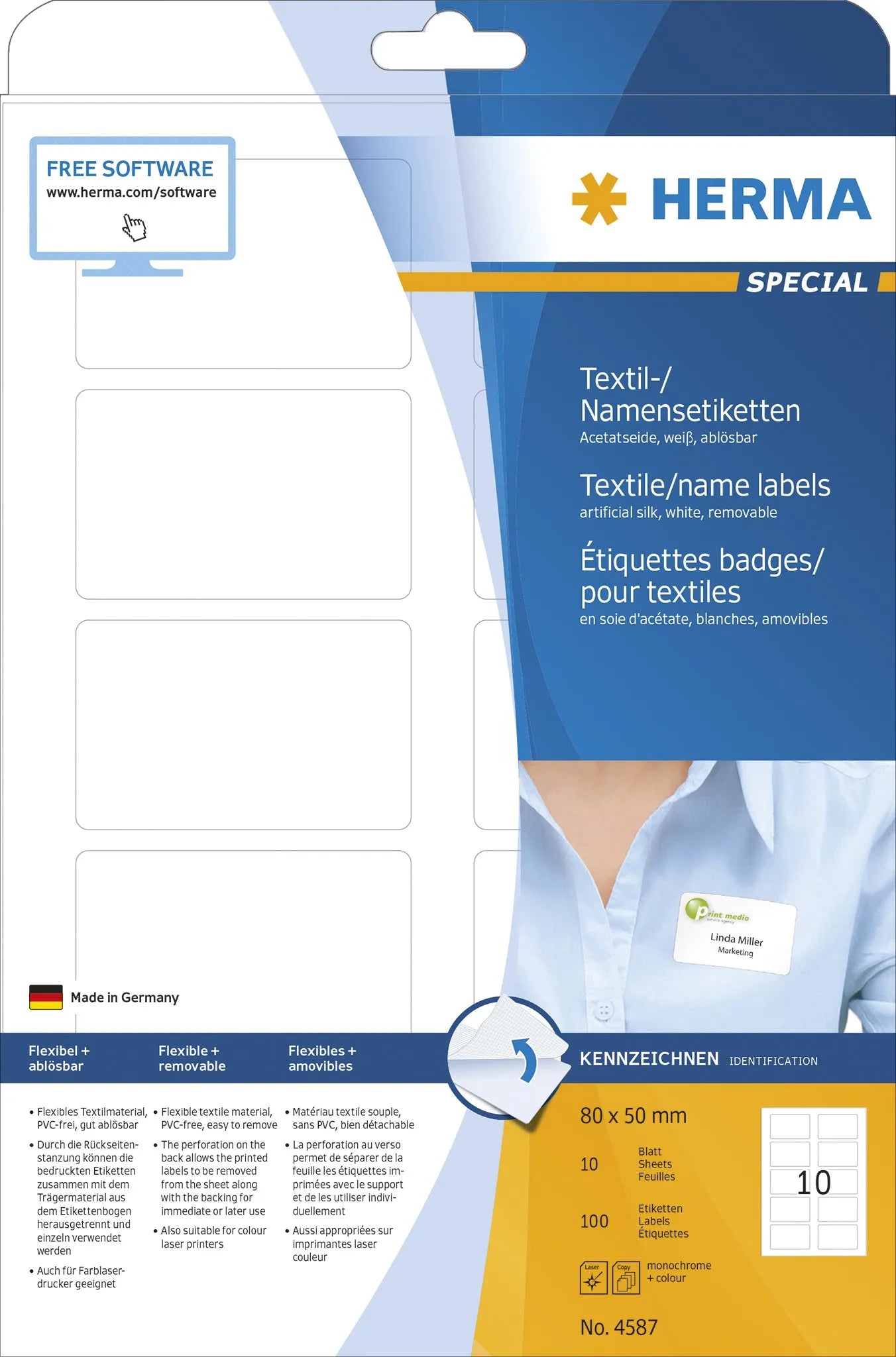 100 HERMA Namensetiketten 4587 weiß