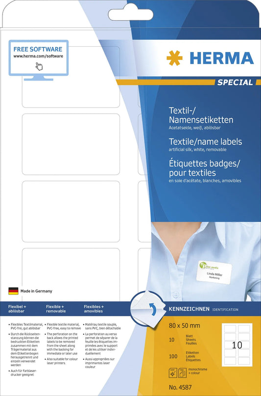 100 HERMA Namensetiketten 4587 weiß