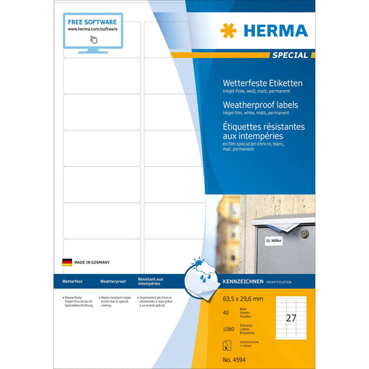 120 HERMA wetterfeste Folienetiketten 4595 weiß