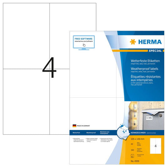 160 HERMA wetterfeste Folienetiketten 4599 weiß