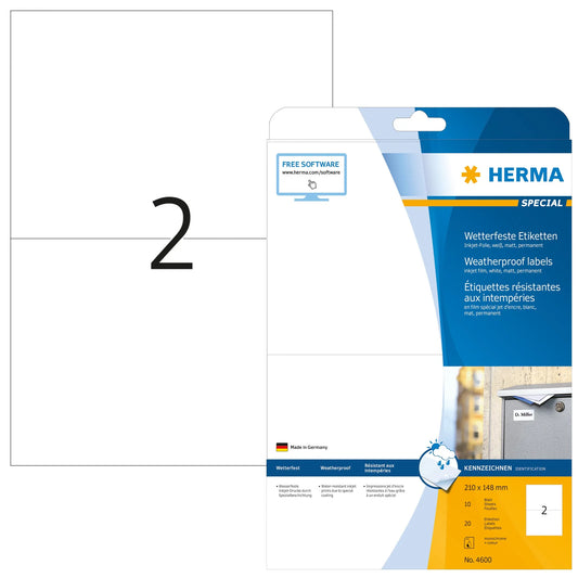 20 HERMA wetterfeste Folienetiketten 4600 weiß