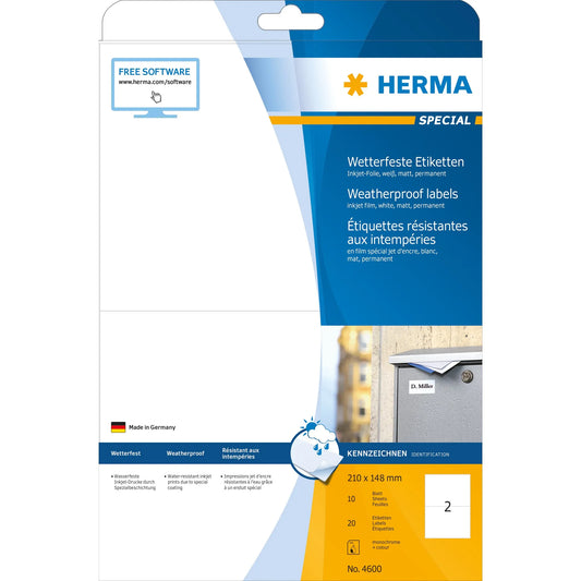 20 HERMA wetterfeste Folienetiketten 4600 weiß