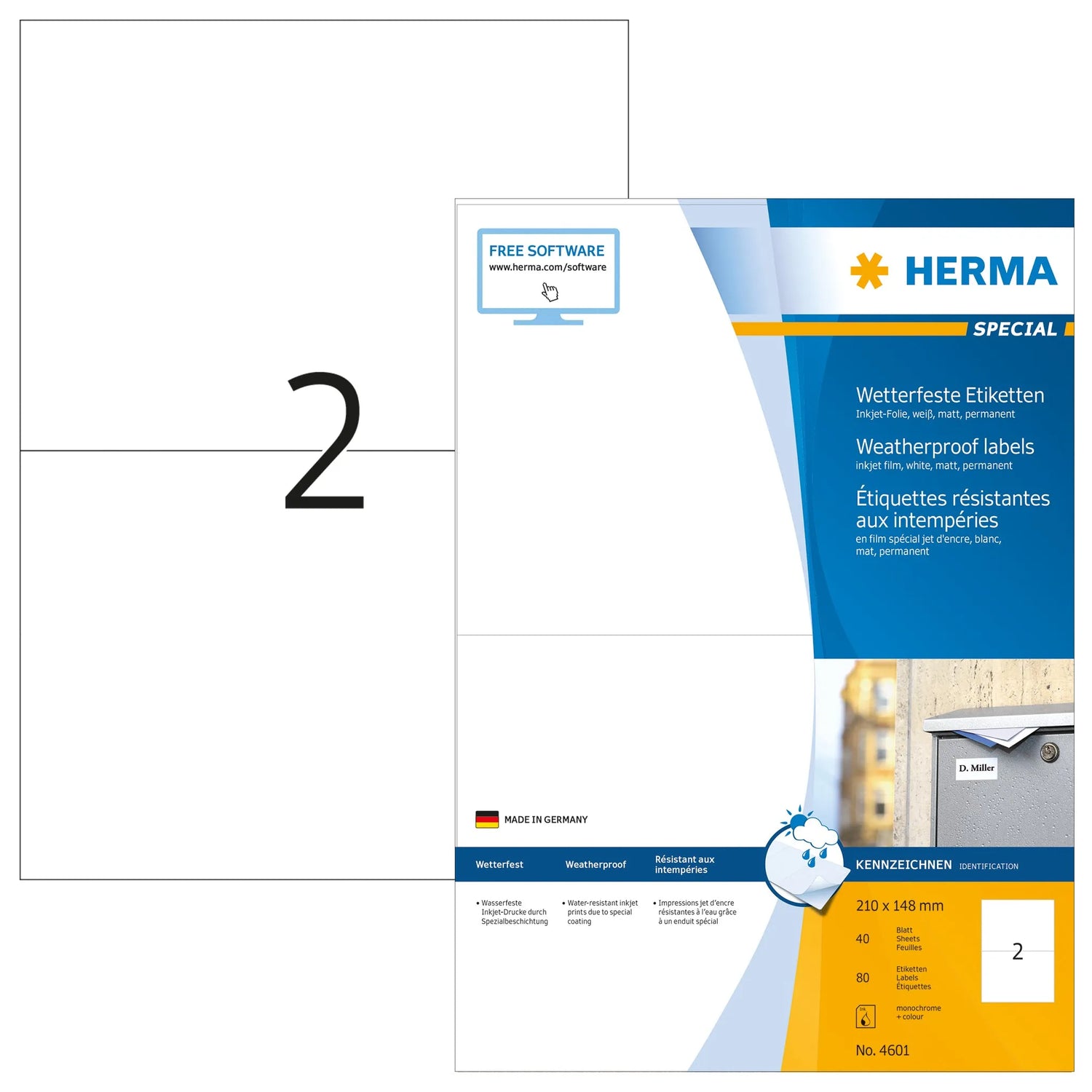 80 HERMA wetterfeste Folienetiketten 4601 weiß