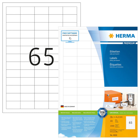 13.000 HERMA Etiketten 4606 weiß