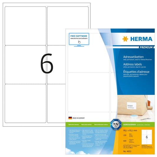 600 HERMA Adressetiketten 4653 weiß